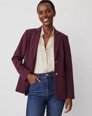NEW ANN TAYLOR $189 PLUM ROSE TWILL GREENWICH BLAZER SZ 2P 2 PETITE - Image 1 of 3
