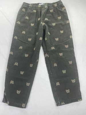 Pantalones de Pana Verde Urban Outfitters Mariposa Bordados Elastizados Elásticos L Foto 1 de 4