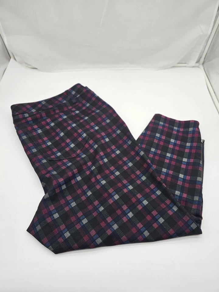 Pantalones ajustados al tobillo con cremallera a cuadros tórridos para mujer talla 26 grunge punk gótica academia Foto 1 de 4