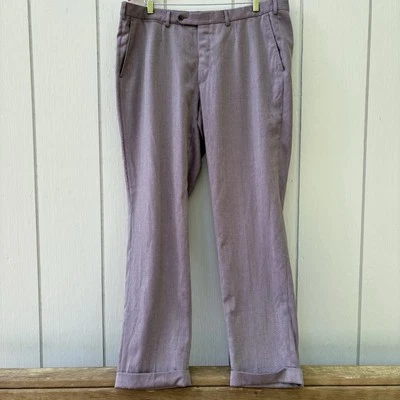 ERMENEGILDO ZEGNA — Pantalones de vestir púrpura claro — 40 x 32 — Lana — holgados — Hechos en ITALIA — EN MUY BUEN ESTADO+ Foto 1 de 4