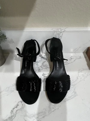 Босоножки AGL с ремешком на лодыжке кожаные на каблуке темно-синие Sea Coast женские размер 37,5/США 7,5 - Изображение 1 из 4