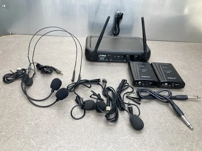 Pyle PDWM2145 2 Bodypacks 2 Headsets ONE LAVALIER VHF Wireless Microphone System - Image 1 of 4