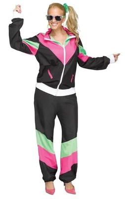 80's Track Suit 1980s Adult Ladies Halloween Costume S/M Jacket Pants - Image 1 of 3