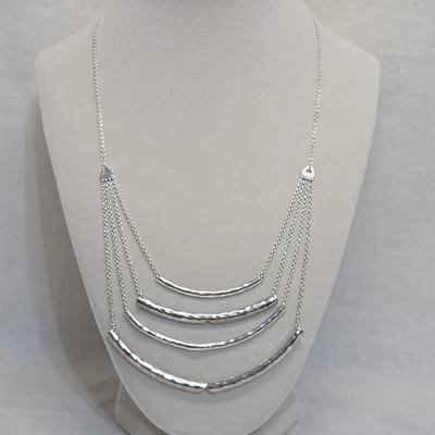 "Collar de barra martillada de 4 capas de plata de ley 925 Silpada 16"" + extensor de 2""" Foto 1 de 4