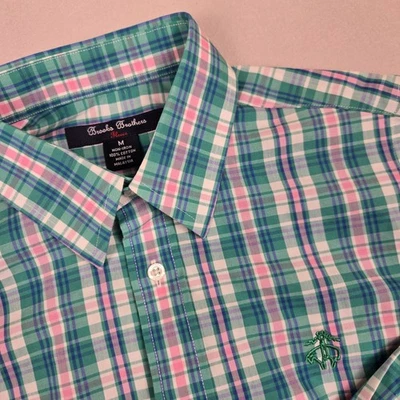 Brooks Brothers Fleece Boys Youth Medium Button Down Shirt Plaid 100% Cotton  - Image 1 of 4