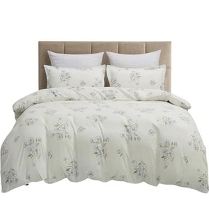 8HMoon 2Piece White Floral Duvet Cover Set 1x Pillow Sham 1x Duvet Cover Twin - Picture 1 of 7