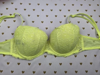 Victorias Secret 霓虹花边可爱粉红色 34C 日期聚拢文胸 — 第 1/4 张图片