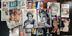 Lot Of Over 40 Princess Diana Magazines & Newspaper Clippings Articles VHS Tim - Picture 1 of 1