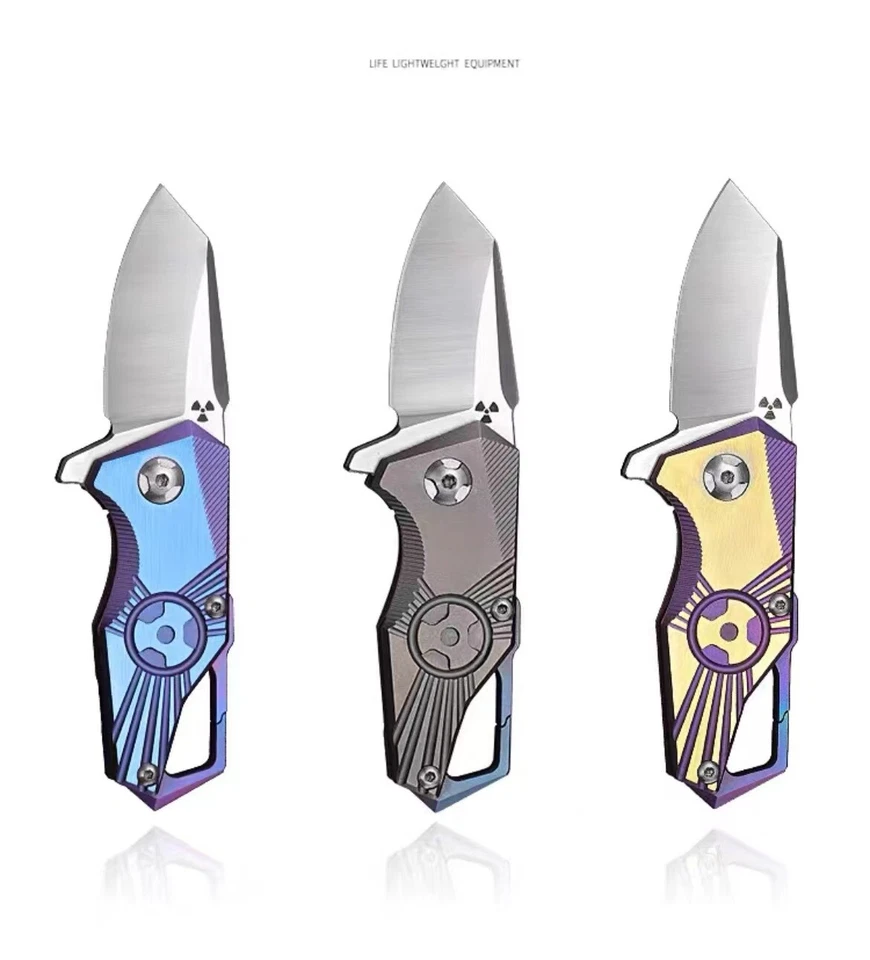 S35VN Powdered Steel Klappmesser EDC Mini Titanium Schlüsselanhänger - Bild 1 von 4