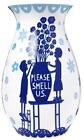 Rob Ryan "Please Smell Us" Wild & Wolf Ltd 2010 Large Pottery Vase Blue & White