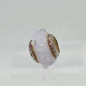 Lovelinks Murano Glass Lilac Lampwork Charm Bead 925 Stirling Silver Used - Picture 1 of 4