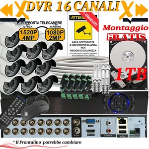 DVR 16 canali AHD/NVR kit con HD 1TB cavo 100mt e 10pz telecamere connettori ... - Foto 1 di 4