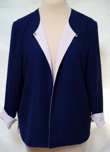 Drapers & Damons Reversible Poly Crepe One Button Jacket/Cardigan-Blue/Pink-14P - Picture 1 of 9