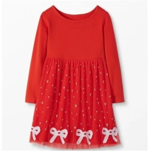 * READ* Hanna Andersson red holiday dress size 150 / 12 Tulle overlay - Picture 1 of 12