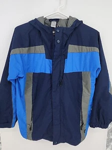 REI Boys Medium (10/12) Coat Jacket Blue Windbreaker Rain Zipper Hooded Pockets - Picture 1 of 11