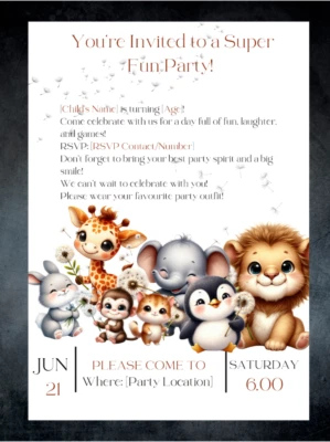 Personalized Children Birthday Party Invitations - High Glossy A5 Cards - Gift - Image 1 of 4