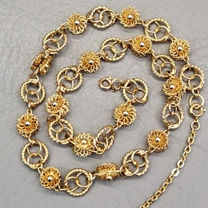 Blume Kette Halskette filigran verbunden goldfarben Verlängerung enthalten 18" - Bild 1 von 16