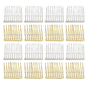 , 20 Pack 10 Teeth Metal Veil Comb Hair Wire Clips Twist Bridal Wedding Combs Si - Picture 1 of 12
