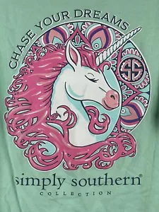 Simply Southern Collection Tee Shirt Large Graphic T-Shirt Unicorn Chase Dreams - Picture 1 of 7