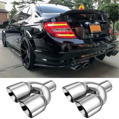 Para Mercedes Benz Estilo AMG Puntas de escape de acero inoxidable W212 E350 E400 C63 C300 W204 Foto 1 de 4