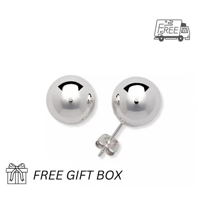 14K White Gold Ball Push Back Earrings - Image 1 of 4