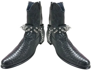 Clustered Spike Leather Bootstrap Chain Bikers Costume Punk Goth Western USA - Picture 1 of 9