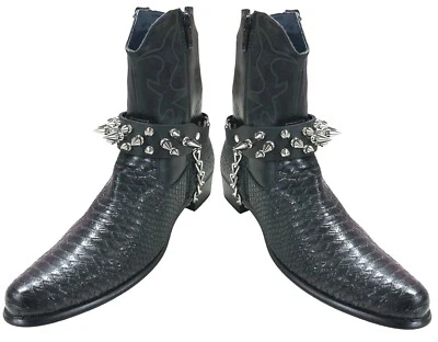 Disfraz de motociclistas de cuero con espigas agrupadas punk gótico occidental EE. UU. Foto 1 de 4