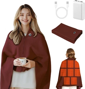 Portable Heated Shawl, Heated Shawl Wraps for Women, Portable Soft Zipper Electr - Picture 1 of 7