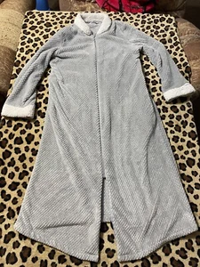 SECRET TRESURES Zippered Robe GRAY FLEECE LONG NIGHTGOWN ROBE SZ M - Picture 1 of 6