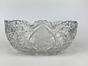Vintage ABP Cut Glass Crystal Round Daisy & Button Rose * Serving Bowl * READ - Picture 1 of 5