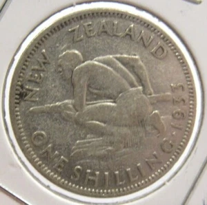 Moneda de un chelín de Nueva Zelanda 1933 50 % plata - Imagen 1 de 2