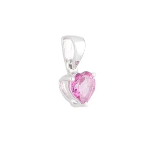 Sterling Silver Simulated Pink Sapphire Pendant (7x6mm) - Picture 1 of 3