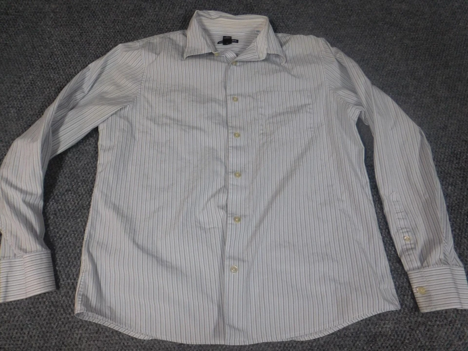 Club Monaco Mens Shirt Large blue striped button down - Image 1 of 4