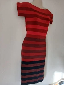 French Connection Stripe Red Knitted Fitted Dress Bnwt Size 8 - Picture 1 of 10