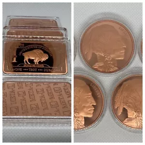 10 X USA Buffalo Copper coins and Copper bars bundle 0.999 Brand New, Capsules. - Picture 1 of 13
