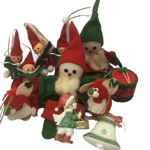 Lote de pompones de fieltro de decoración de adornos navideños vintage de plástico Santa - Imagen 1 de 14