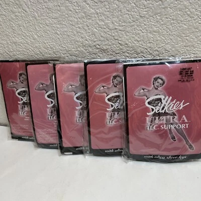 Lot Of 5 New VTG Silkies Ultra TLC Support Pantyhose Womens Small Dark Navy USA  - Image 1 of 4