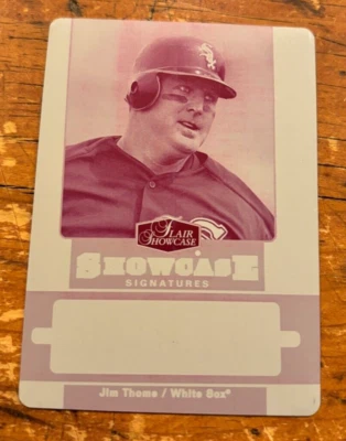 2006 FLEER FLAIR SHOWCASE JIM THOME 1/1 MAGENTA PRINT PLATE CHICAGO WHITE SOX Foto 1 de 2