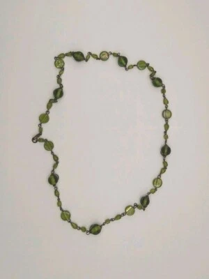 Necklace Y2k 1990's Statement Green Glass Wire Construction  , boho, retro 60cm  - Image 1 of 4