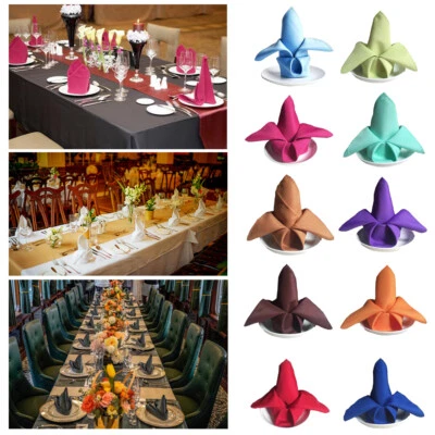 48cm Party Table Napkins Wedding Tableware Serviettes Polyester Cotton Fabric + - Image 1 of 4