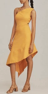 By Anthropologie Sleeveless Asymmetrical Open-Back Midi Dress Size 10 - Picture 1 of 10