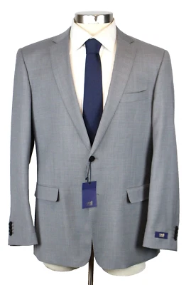 Cavalli Class Suit Mens 46 R fits 44 R Light Grey Solid Super 120s Wool Slim - Image 1 of 4