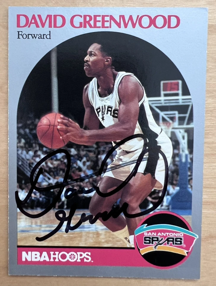David Greenwood Signed 1990-91 NBA Hoops Basketball Card Auto San Antonio Spurs - Image 1 of 1