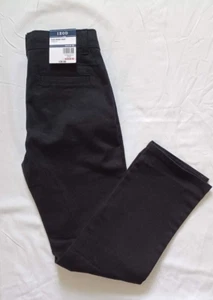 NEW IZOD Black Flat Front Khakis Stretch Cotton Pants Straight Leg Youth Size 10 - Picture 1 of 5