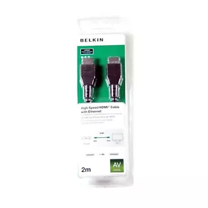 BELKIN HIGH SPEED HDMI CABLE WITH ETHERNET 1080P 2M DOUBLE SHIELDING F3Y020BF2M - Picture 1 of 3