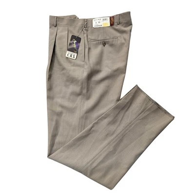 Calça Corbin CRX Masculina 38 Regular Lã Plissada Vestido Calças Bainha Inacabada Nova - Imagem 1 de 4