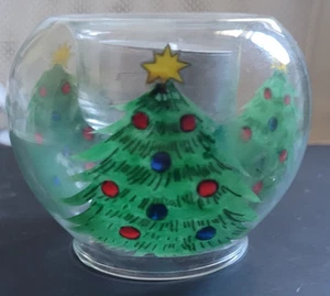 Teelicht Kerzenhalter Glas Weihnachtsbäume innen offen Tischplatte Weihnachtsdeko - Bild 1 von 4