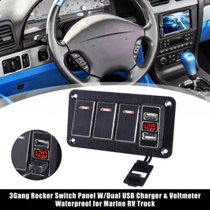 Kippschalter 12V/24V Rot LED - Mit Spannungsanzeige & USB Lader Wasserdicht - Bild 1 von 14