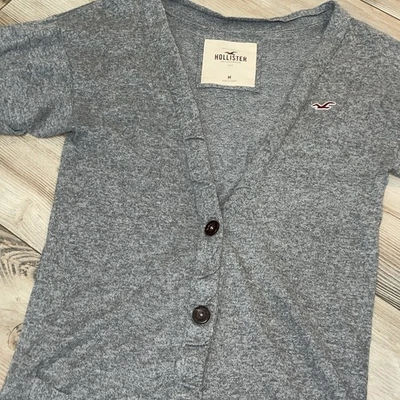Hollister Women's Gray Button Cardigan Size Medium Y2K - Image 1 of 4
