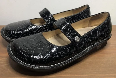 Alegria Size 37 FEL-541 Black Crackle Coat Mary Jane Women’s Shoes - image 1 of 4